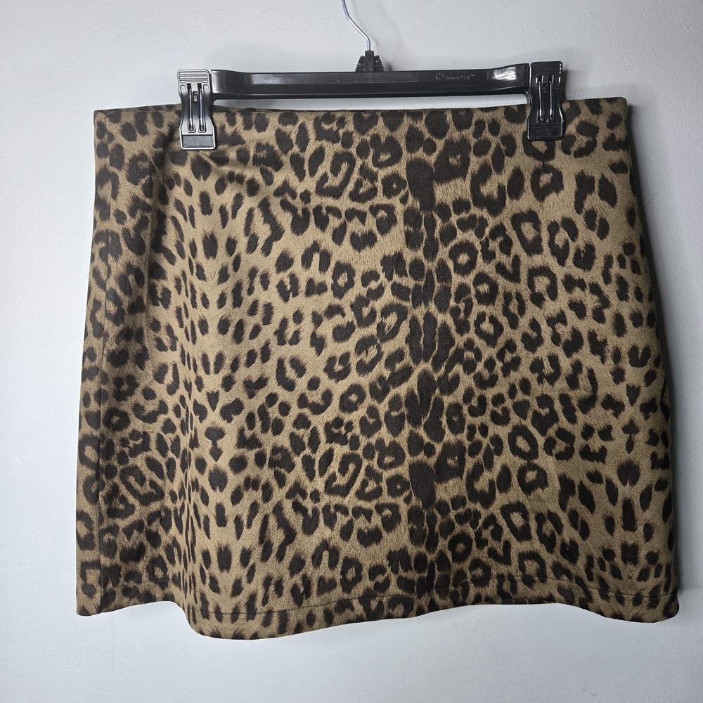 Gilli Leopard Print Mini Skirt Size L Stretch Animal Print Y2K Made in USA
